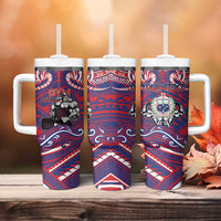 Personalised Samoa Gym Tumbler With Handle Muscle Samoan Tribal Waves - Polynesian Pride