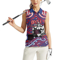 Personalised Samoa Gym Women Sleeveless Polo Shirt Muscle Samoan Tribal Waves - Polynesian Pride