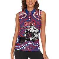Personalised Samoa Gym Women Sleeveless Polo Shirt Muscle Samoan Tribal Waves - Polynesian Pride