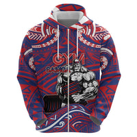 Personalised Samoa Gym Zip Hoodie Muscle Samoan Tribal Waves - Polynesian Pride