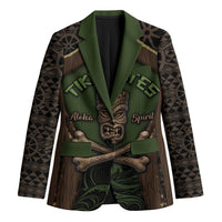 Personalised Hawaii Tiki Pirates Blazer Kakau Pattern Polynesian Style DT05 Unisex Green - Polynesian Pride