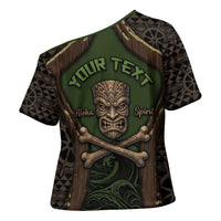 Personalised Hawaii Tiki Pirates Cross Shoulder Shirt Kakau Pattern Polynesian Style DT05 - Polynesian Pride