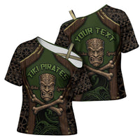 Personalised Hawaii Tiki Pirates Cross Shoulder Shirt Kakau Pattern Polynesian Style DT05 - Polynesian Pride