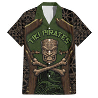 Personalised Hawaii Tiki Pirates Hawaiian Shirt Kakau Pattern Polynesian Style DT05 Green - Polynesian Pride