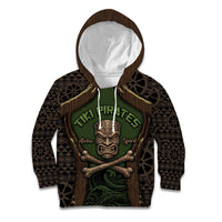 Personalised Hawaii Tiki Pirates Kid Hoodie Kakau Pattern Polynesian Style DT05 Hoodie Green - Polynesian Pride