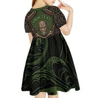 Personalised Hawaii Tiki Pirates Kid Short Sleeve Dress Kakau Pattern Polynesian Style DT05 - Polynesian Pride