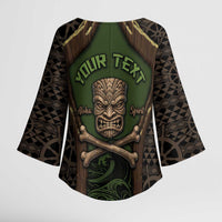 Personalised Hawaii Tiki Pirates Kimono Sleeve Blouse Kakau Pattern Polynesian Style DT05 - Polynesian Pride