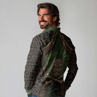 Personalised Hawaii Tiki Pirates Long Sleeve Polo Shirt Kakau Pattern Polynesian Style DT05 - Polynesian Pride