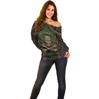 Personalised Hawaii Tiki Pirates Off Shoulder Sweater Kakau Pattern Polynesian Style DT05 - Polynesian Pride
