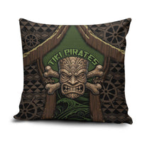 Hawaii Tiki Pirates Pillow Cover Kakau Pattern Polynesian Style DT05 Green - Polynesian Pride