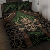 Hawaii Tiki Pirates Quilt Bed Set Kakau Pattern Polynesian Style DT05 Green - Polynesian Pride