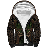 Personalised Hawaii Tiki Pirates Sherpa Hoodie Kakau Pattern Polynesian Style DT05 Unisex Green - Polynesian Pride