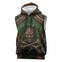 Personalised Hawaii Tiki Pirates Sleeveless Hoodie Kakau Pattern Polynesian Style DT05 Green - Polynesian Pride
