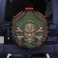 Hawaii Tiki Pirates Spare Tire Cover Kakau Pattern Polynesian Style DT05 No hole Green - Polynesian Pride