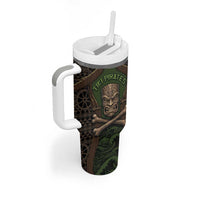 Personalised Hawaii Tiki Pirates Tumbler With Handle Kakau Pattern Polynesian Style DT05 - Polynesian Pride