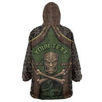 Personalised Hawaii Tiki Pirates Wearable Blanket Hoodie Kakau Pattern Polynesian Style DT05 - Polynesian Pride