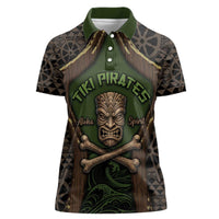 Personalised Hawaii Tiki Pirates Women Polo Shirt Kakau Pattern Polynesian Style DT05 Female Green - Polynesian Pride