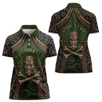 Personalised Hawaii Tiki Pirates Women Polo Shirt Kakau Pattern Polynesian Style DT05 - Polynesian Pride