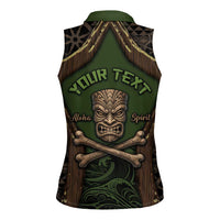Personalised Hawaii Tiki Pirates Women Sleeveless Polo Shirt Kakau Pattern Polynesian Style DT05 - Polynesian Pride