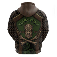 Personalised Hawaii Tiki Pirates Zip Hoodie Kakau Pattern Polynesian Style DT05 - Polynesian Pride