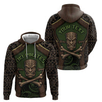 Personalised Hawaii Tiki Pirates Zip Hoodie Kakau Pattern Polynesian Style DT05 - Polynesian Pride