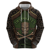 Personalised Hawaii Tiki Pirates Zip Hoodie Kakau Pattern Polynesian Style DT05 - Polynesian Pride