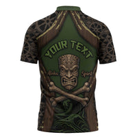 Personalised Hawaii Tiki Pirates Zipper Polo Shirt Kakau Pattern Polynesian Style DT05 - Polynesian Pride