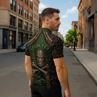 Personalised Hawaii Tiki Pirates Zipper Polo Shirt Kakau Pattern Polynesian Style DT05 - Polynesian Pride