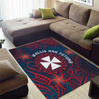Wallis And Futuna Area Rug Hibiscus Polynesian Tribal Pattern