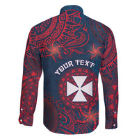 Personalised Wallis And Futuna Family Matching Off The Shoulder Long Sleeve Dress and Hawaiian Shirt Hibiscus Polynesian Tribal Pattern