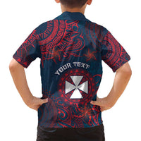 Personalised Wallis And Futuna Family Matching Puletasi and Hawaiian Shirt Hibiscus Polynesian Tribal Pattern