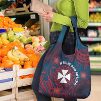 Wallis And Futuna Grocery Bag Hibiscus Polynesian Tribal Pattern
