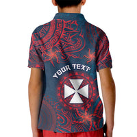 Personalised Wallis And Futuna Kid Polo Shirt Hibiscus Polynesian Tribal Pattern DT05 - Polynesian Pride