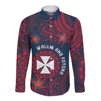 Personalised Wallis And Futuna Long Sleeve Button Shirt Hibiscus Polynesian Tribal Pattern