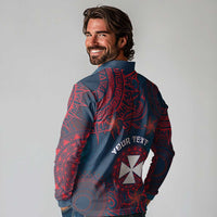 Personalised Wallis And Futuna Long Sleeve Polo Shirt Hibiscus Polynesian Tribal Pattern