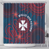 Wallis And Futuna Shower Curtain Hibiscus Polynesian Tribal Pattern