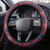 Wallis And Futuna Steering Wheel Cover Hibiscus Polynesian Tribal Pattern