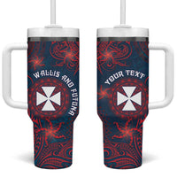 Personalised Wallis And Futuna Tumbler With Handle Hibiscus Polynesian Tribal Pattern