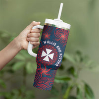 Personalised Wallis And Futuna Tumbler With Handle Hibiscus Polynesian Tribal Pattern