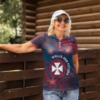 Personalised Wallis And Futuna Women Polo Shirt Hibiscus Polynesian Tribal Pattern