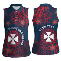 Personalised Wallis And Futuna Women Sleeveless Polo Shirt Hibiscus Polynesian Tribal Pattern