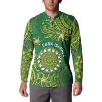 Personalised Cook Islands Button Sweatshirt Hibiscus Polynesian Tribal Pattern DT05 - Polynesian Pride
