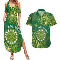 Personalised Cook Islands Couples Matching Summer Maxi Dress and Hawaiian Shirt Hibiscus Polynesian Tribal Pattern