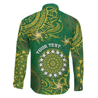 Personalised Cook Islands Family Matching Long Sleeve Bodycon Dress and Hawaiian Shirt Hibiscus Polynesian Tribal Pattern