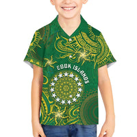 Personalised Cook Islands Family Matching Tank Maxi Dress and Hawaiian Shirt Hibiscus Polynesian Tribal Pattern