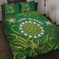 Cook Islands Quilt Bed Set Hibiscus Polynesian Tribal Pattern