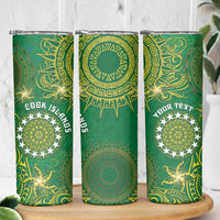 Personalised Cook Islands Skinny Tumbler Hibiscus Polynesian Tribal Pattern