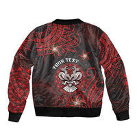 Personalised Easter Island Bomber Jacket Hibiscus Polynesian Tribal Pattern