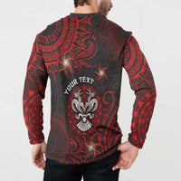 Personalised Easter Island Button Sweatshirt Hibiscus Polynesian Tribal Pattern DT05 - Polynesian Pride