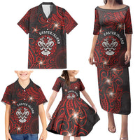 Personalised Easter Island Family Matching Puletasi and Hawaiian Shirt Hibiscus Polynesian Tribal Pattern